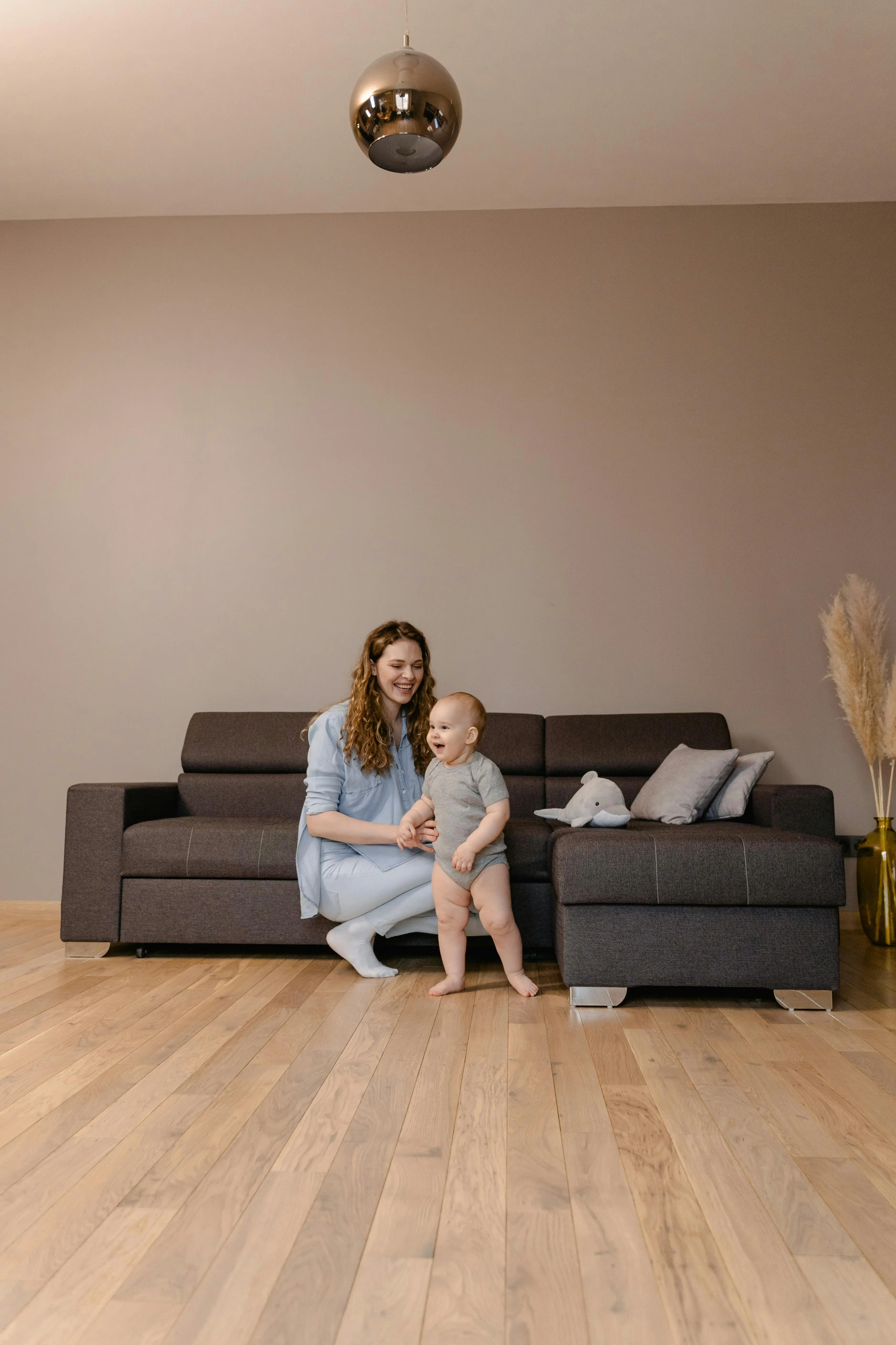 Premium laminate flooring with natural wood finish